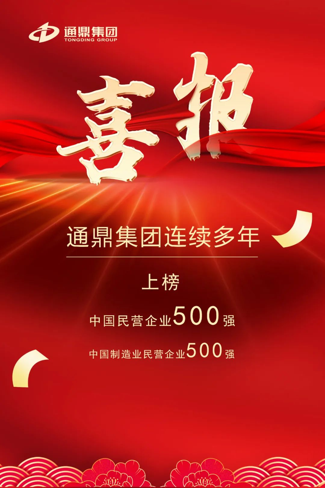 喜報(bào)！通鼎連續(xù)多年榮登“中國(guó)民營(yíng)企業(yè)500強(qiáng)”“中國(guó)制造業(yè)民營(yíng)企業(yè)500強(qiáng)”榜單